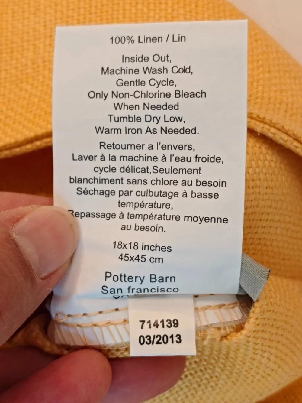 Pottery Barn Soleil Pillow Covers Set 2 Textured Linen 18x18 Yellow Button NEW